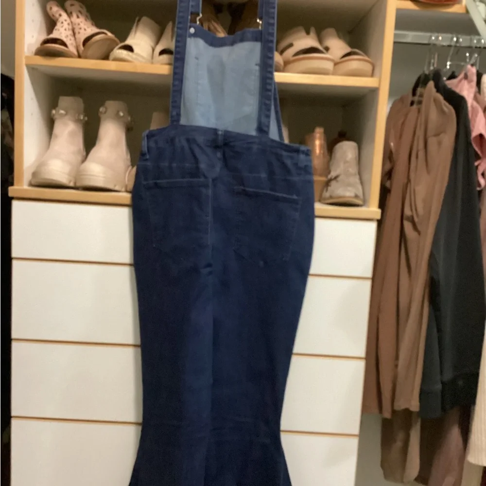Hippie denim bell bottom Jean overalls. New, never worn. Tall, cut or hem to fit - Picture 7 of 10